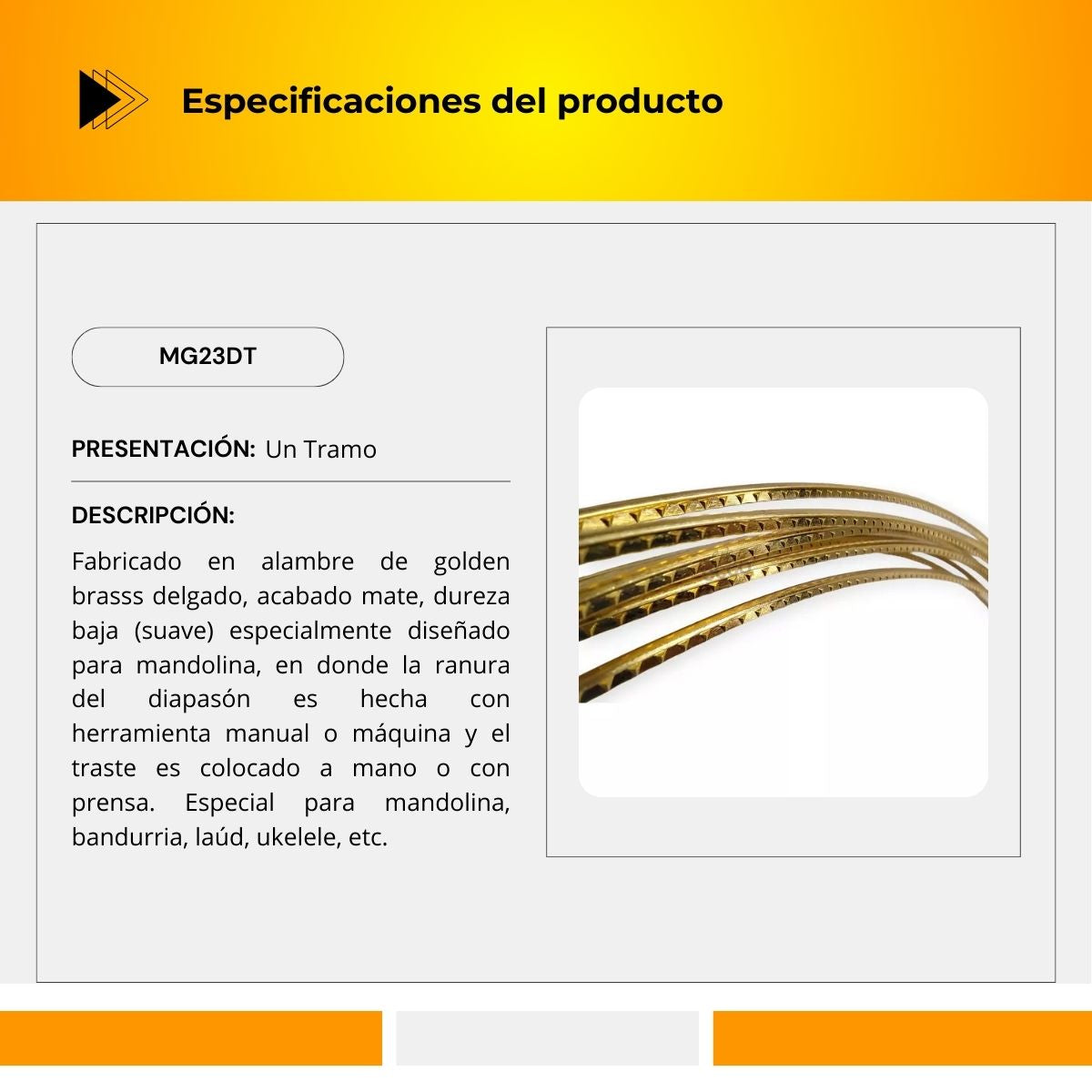 RIEL GOLDEN BRASS (Mandolina ) duro TRAMOS MG23DT