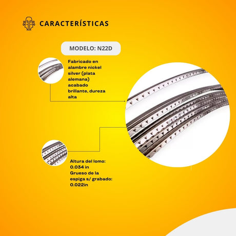 Riel Nickel Silver (Guitarra ) duro UN CUARTO 1/4 (11 mts. Aprox.) N22D