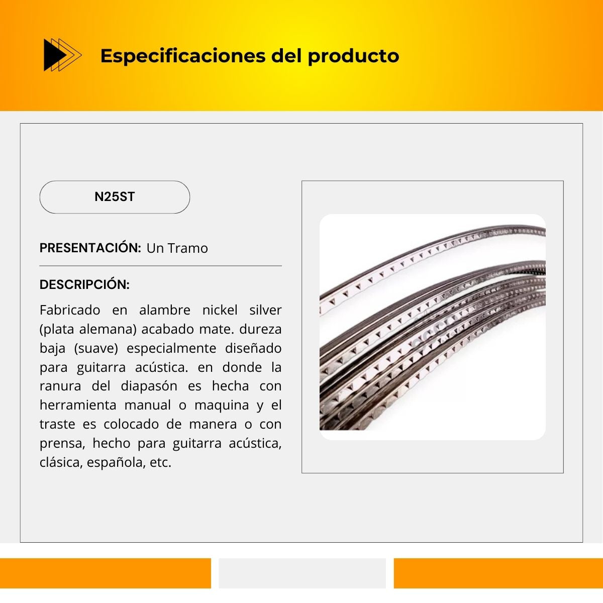 RIEL NICKEL SILVER (guitarra ) suave UN TRAMO N25ST