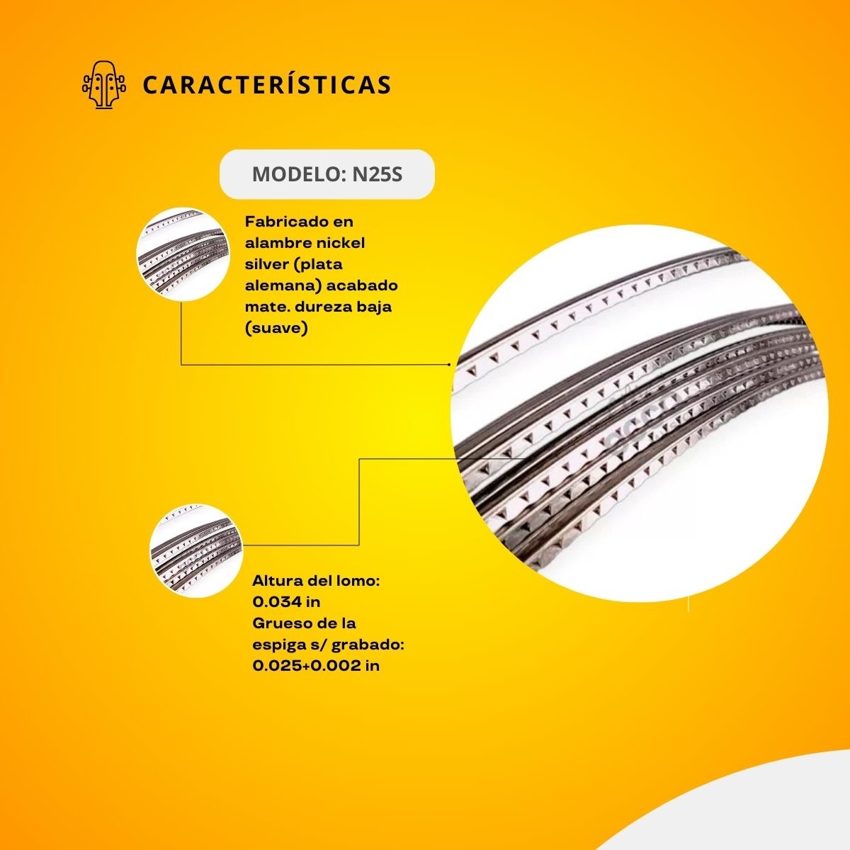 RIEL NICKEL SILVER (guitarra ) suave UN CUARTO 1/4 N25S