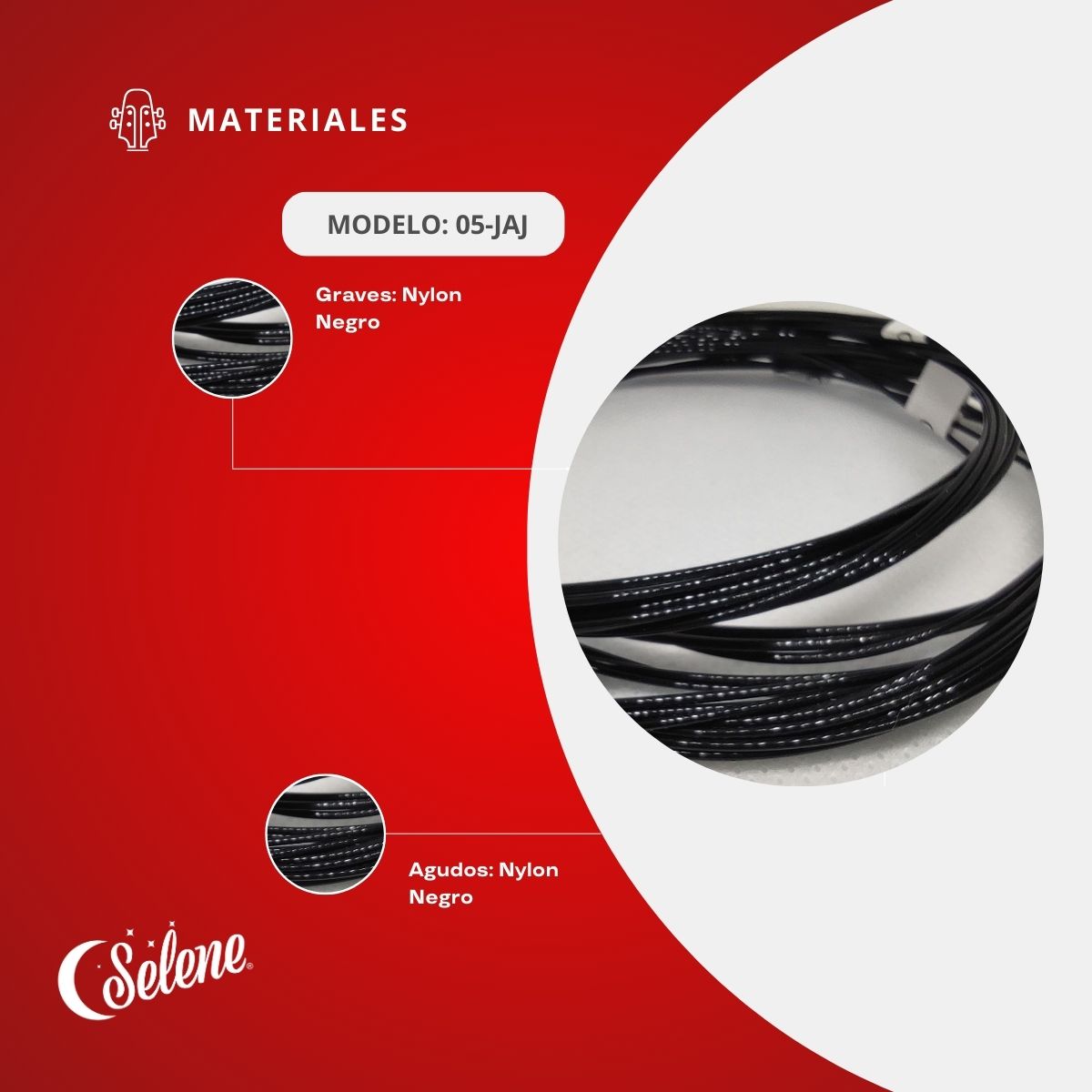 Cuerdas Para Jarana Jarocha Selene 05-JAJ Nylon Negro