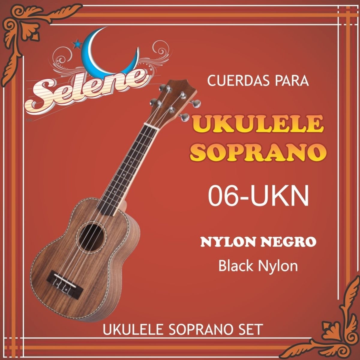 Cuerdas Ukelele Soprano Selene 06-UKN Nylon Negro