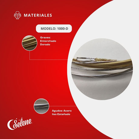 Cuerdas Para Mandolina Selene 1000-D Entorchado Dorado