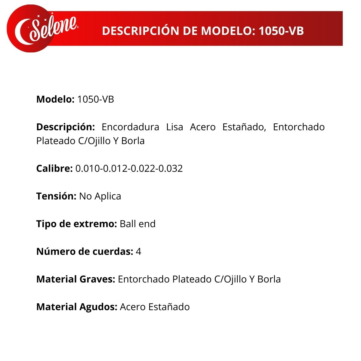 Cuerdas Para Violín 4/4 Selene 1050-VB Entorchado Plateado