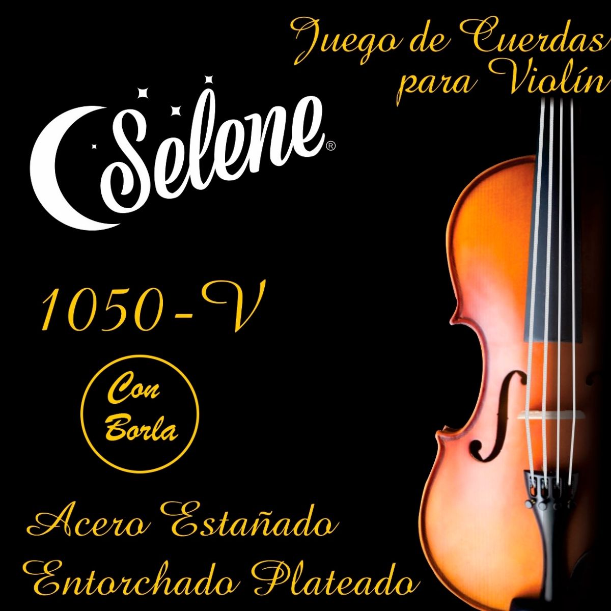 Cuerdas Para Violín 4/4 Selene 1050-VB Entorchado Plateado