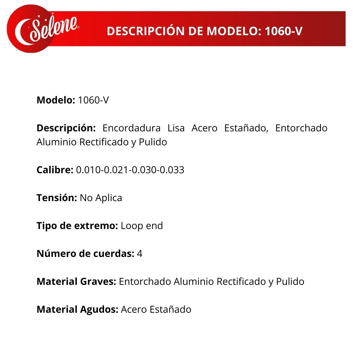 Cuerdas Para Violín 4/4 Selene 1060-V Entorchado Aluminio