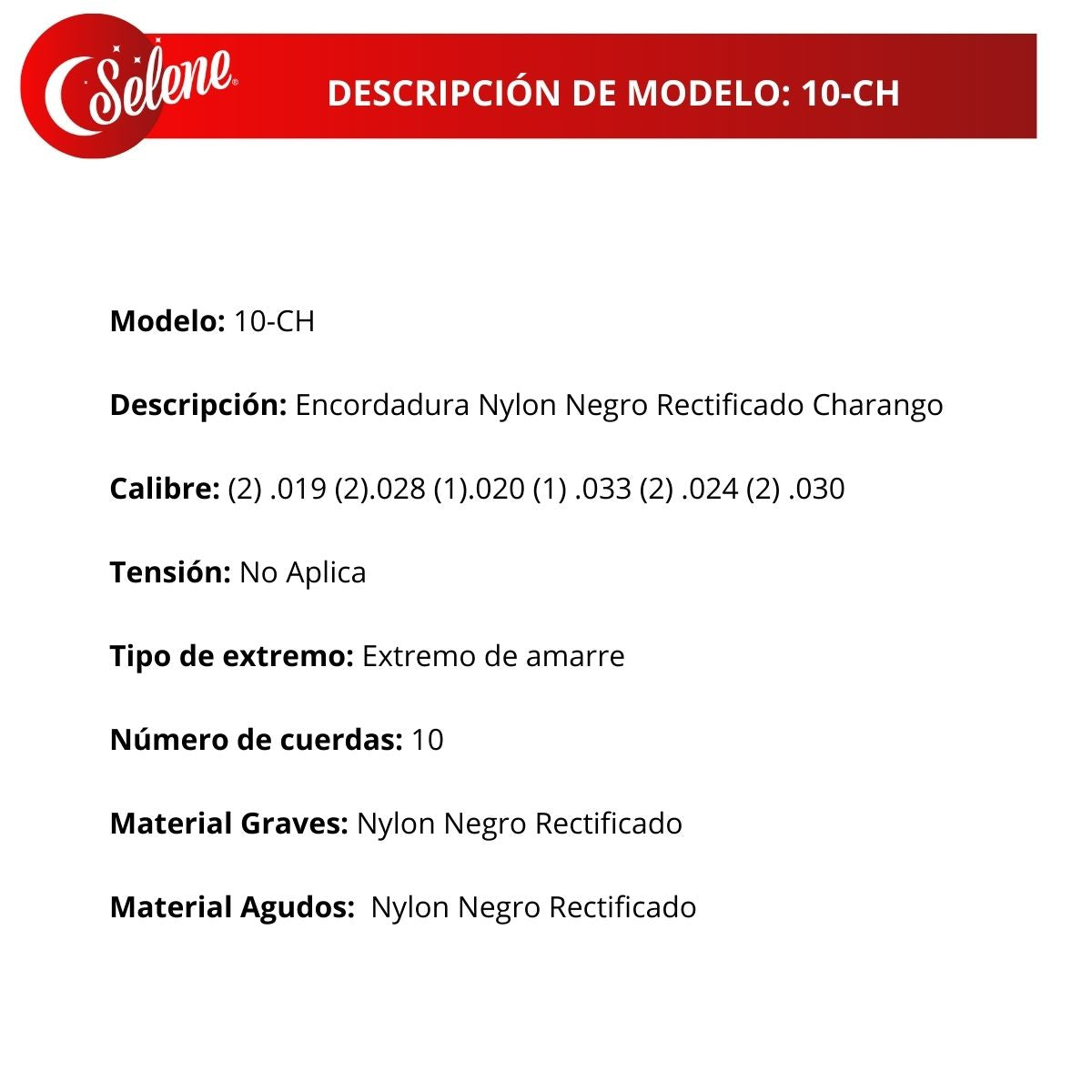 Cuerdas Para Charango Selene 10-CH Nylon Negro Rectificado