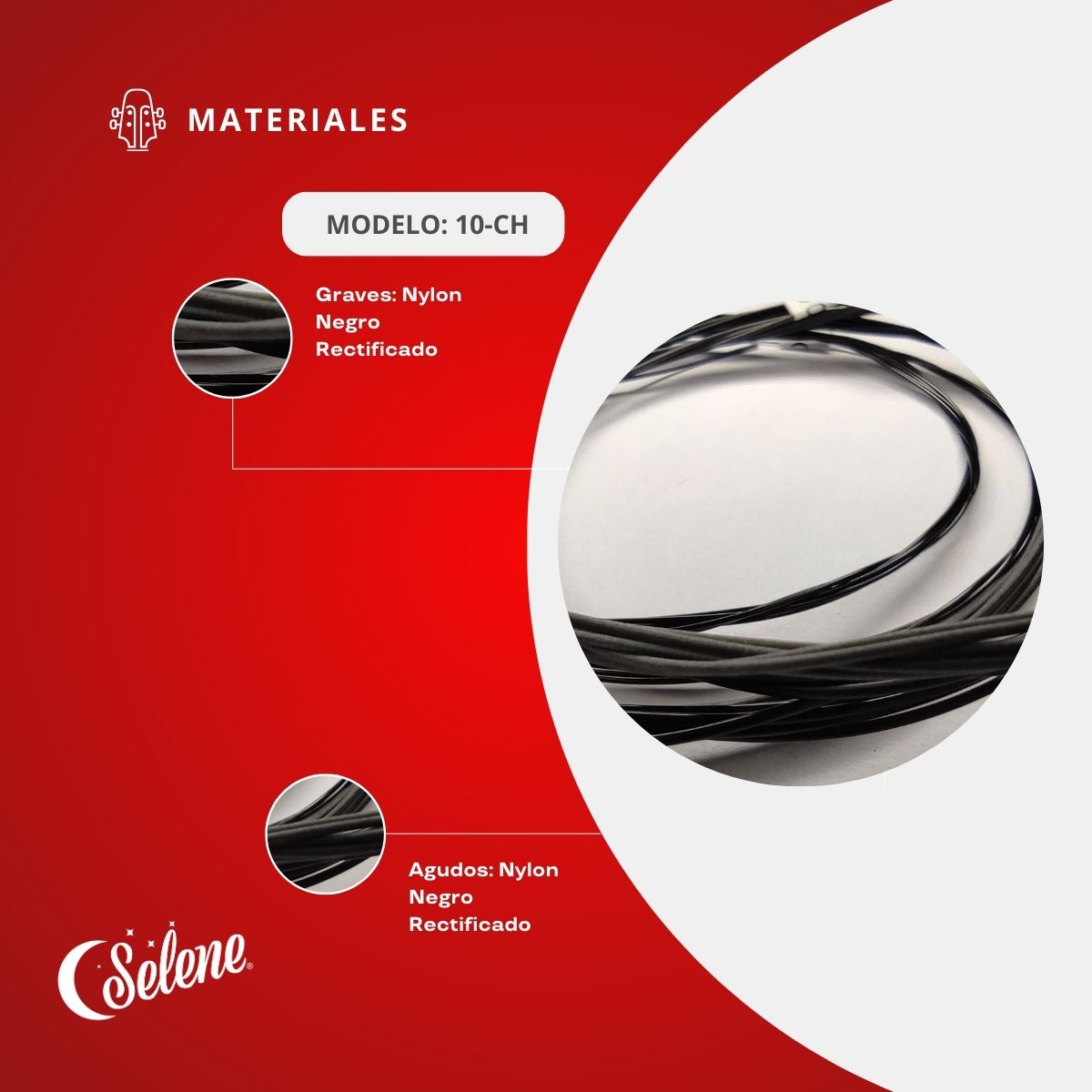 Cuerdas Para Charango Selene 10-CH Nylon Negro Rectificado
