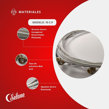 Cuerdas Para Cuatro Puertorriqueño Selene 10 C.P. Entorchado Plateado