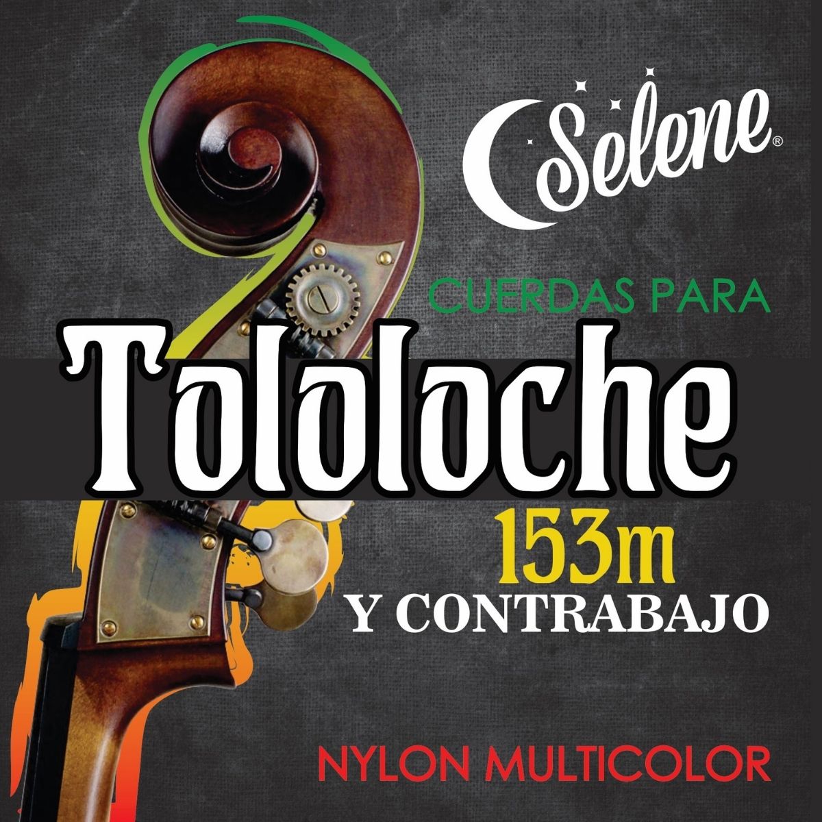 Cuerdas Para Tololoche Contrabajo Selene 153 Nylon Multicolor