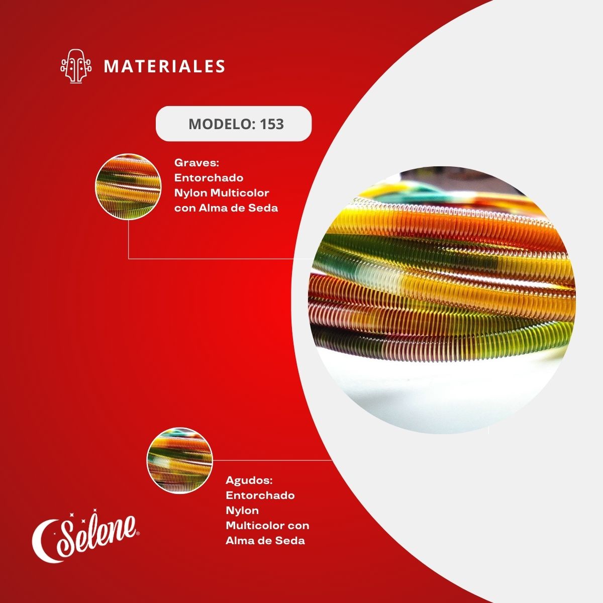 Cuerdas Para Tololoche Contrabajo Selene 153 Nylon Multicolor