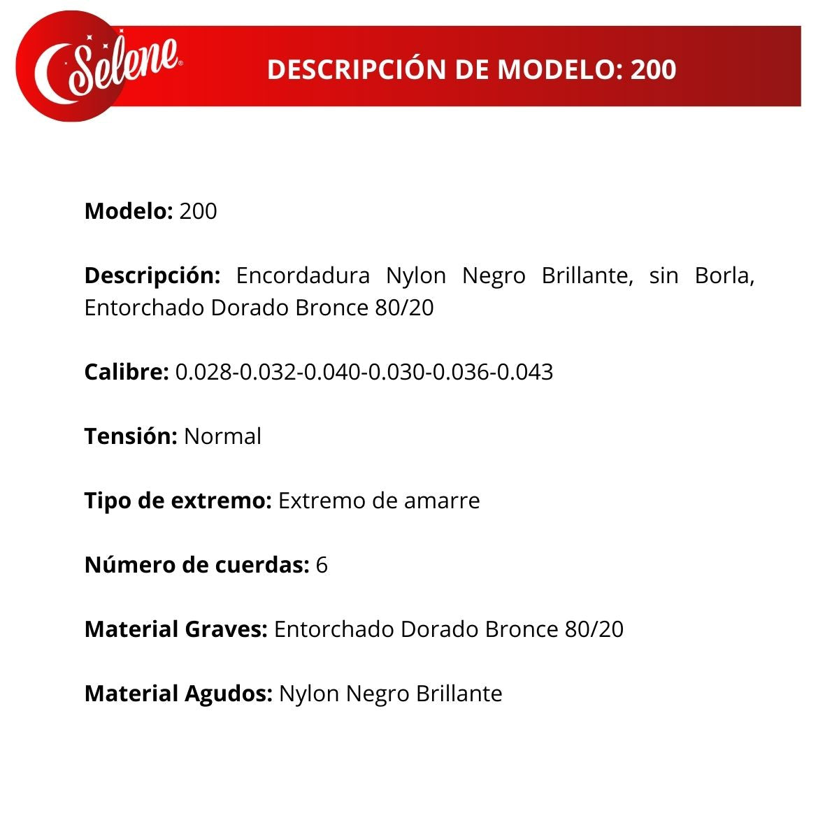 Cuerdas Para Guitarra Tipo Estudio Selene 200 Fósforo Bronce