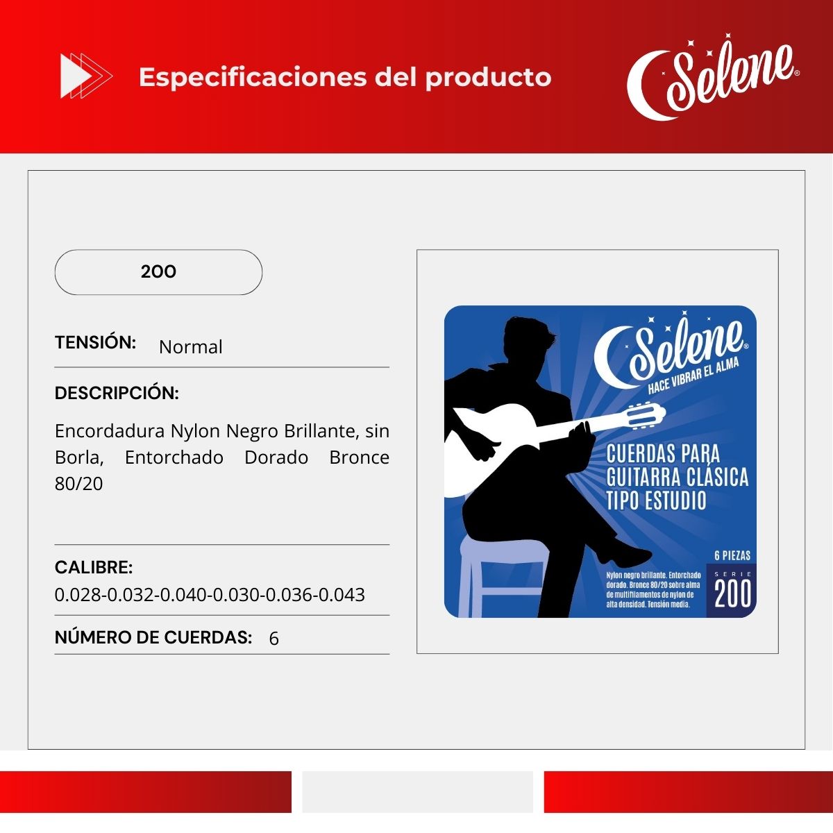 Cuerdas Para Guitarra Tipo Estudio Selene 200 Fósforo Bronce