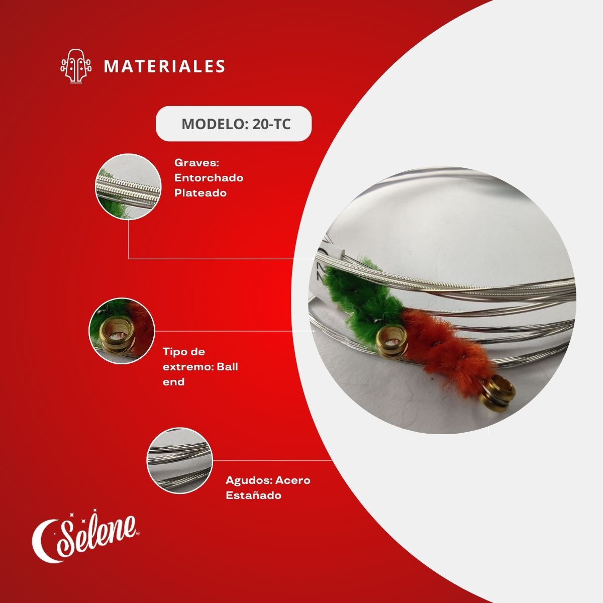 Cuerdas Para Tiple Colombiano Selene 20-TC Entorchado Plateado
