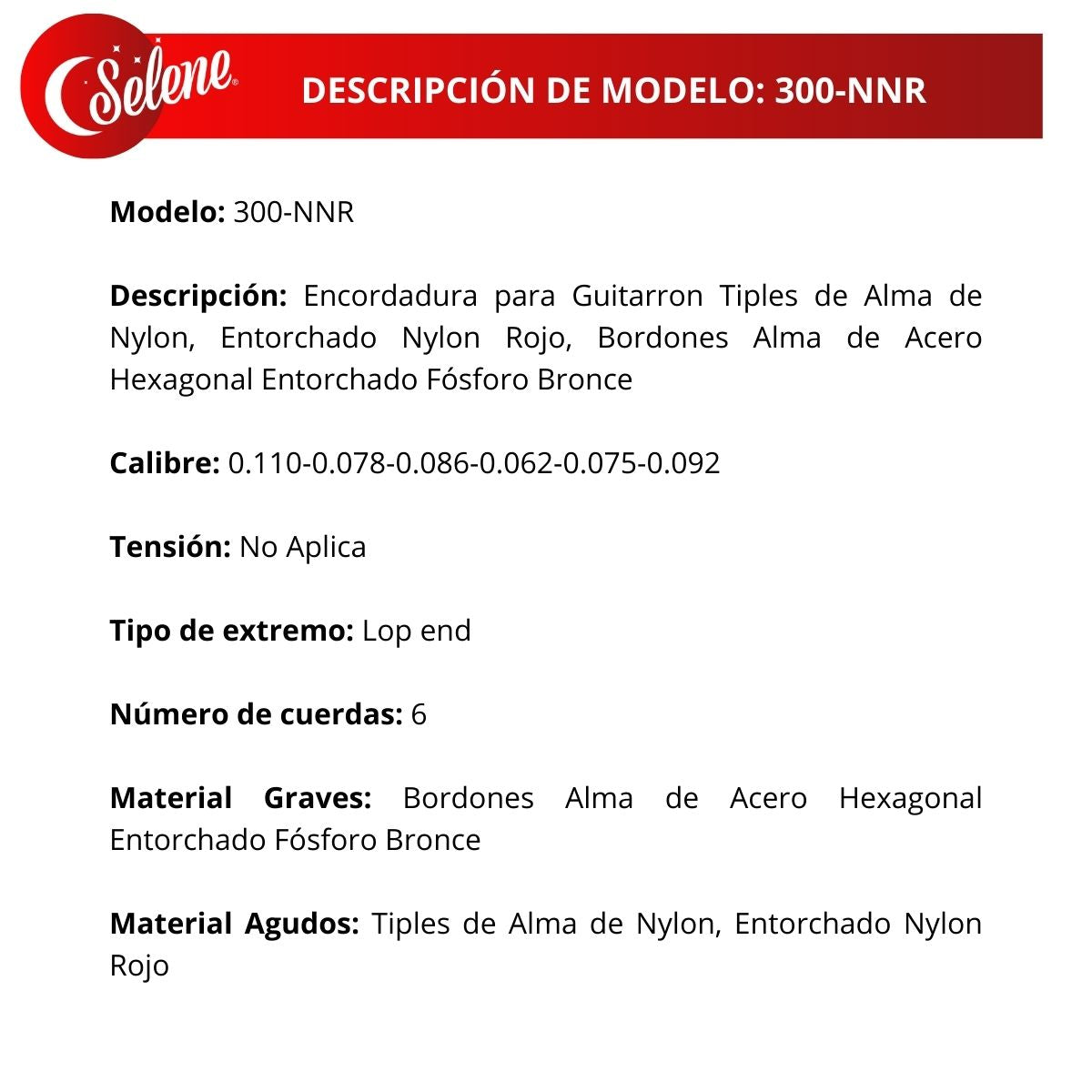 Cuerdas Para Guitarrón Folk Mex Mariachi Fósforo Bronce Selene 300-NNR