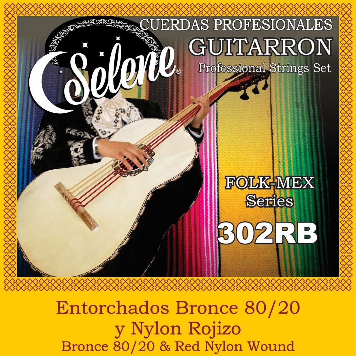 Cuerdas Para Guitarrón Selene 302RB Entorchado Bronce 80/20 Nylon Rojizo