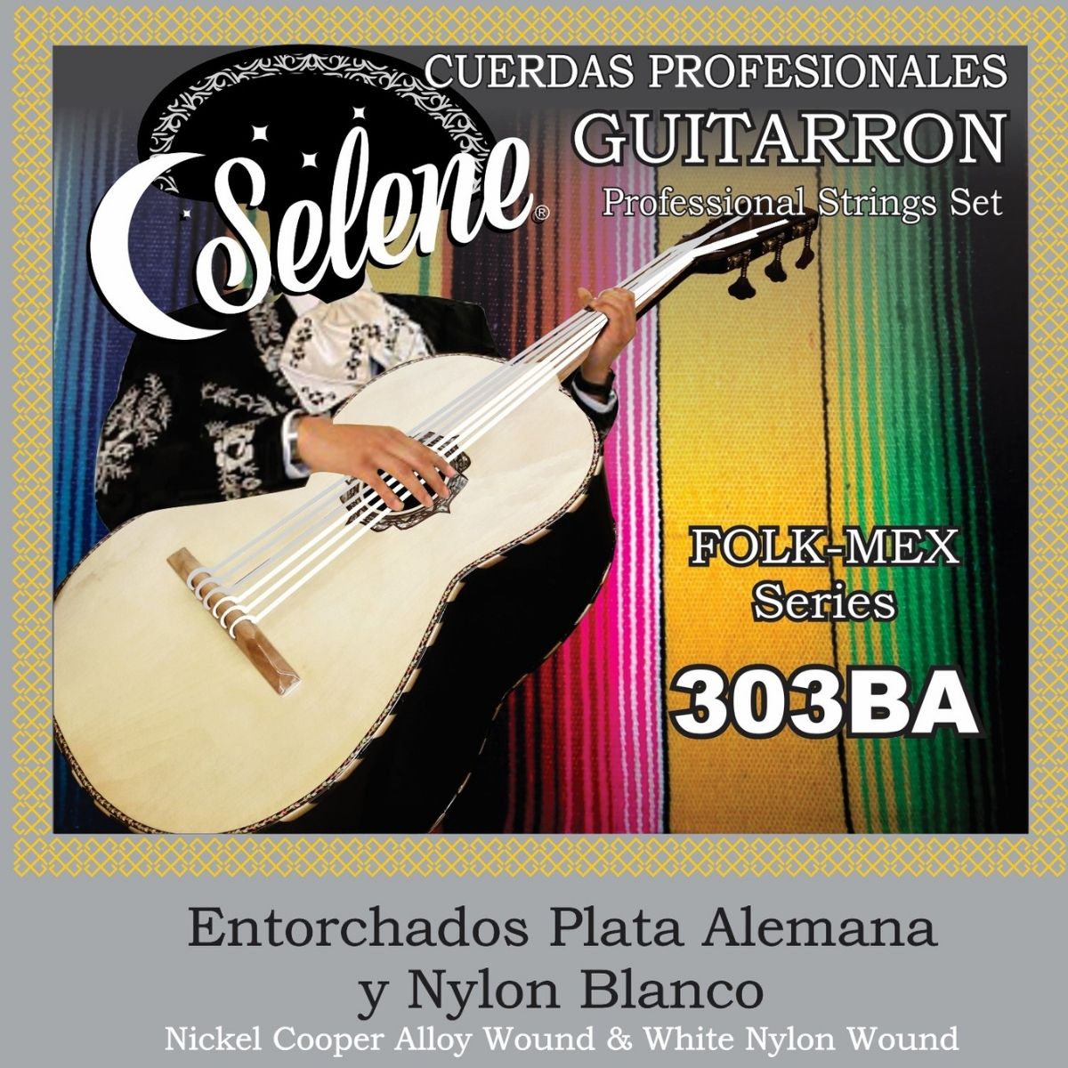 Cuerdas Para Guitarrón Selene 303BA Entorchado Plata Alemana Nylon Blanco