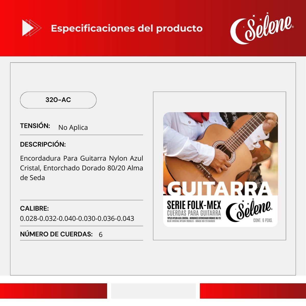 Cuerdas Guitarra Mariachi Bronce 80/20 Selene 320-AC