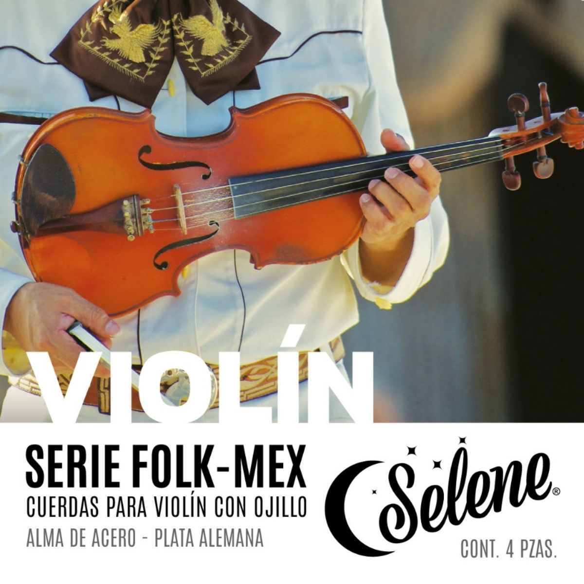 Cuerdas Violín 4/4 Folk Mex Mariachi Plata Alemana Selene 330-AC