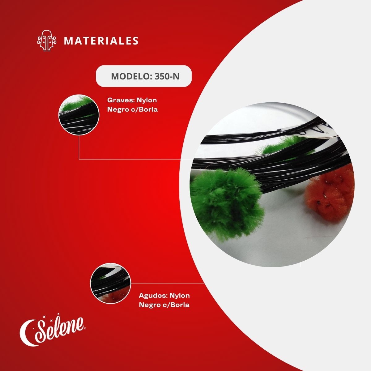 Cuerdas Para Vihuela Selene 350-N Nylon Negro