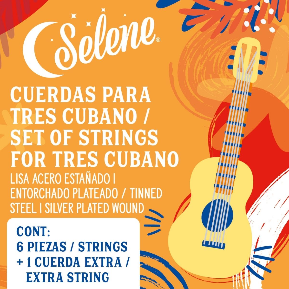 Cuerdas Para Tres Cubano Selene 40-CT Entorchado Plateado
