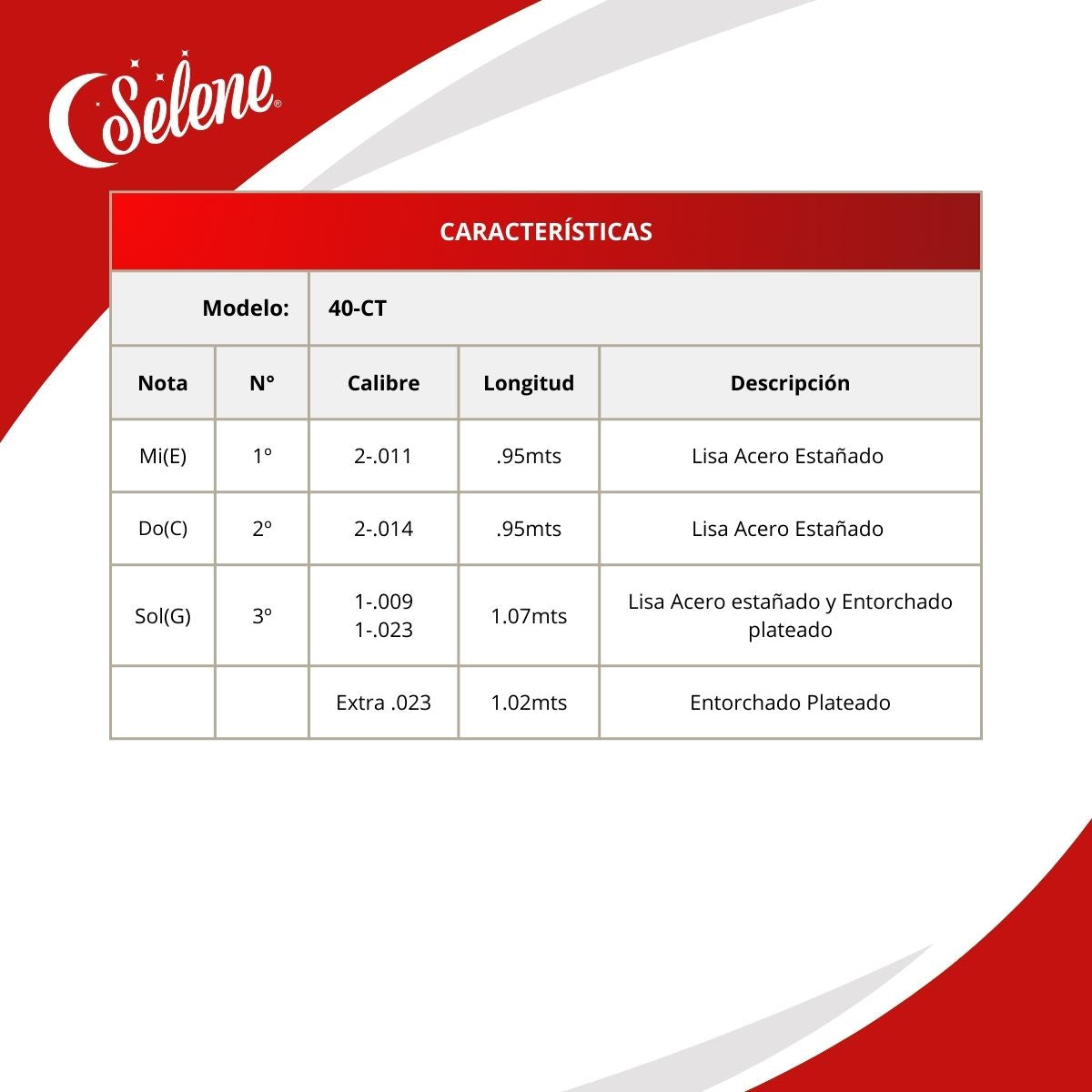 Cuerdas Para Tres Cubano Selene 40-CT Entorchado Plateado