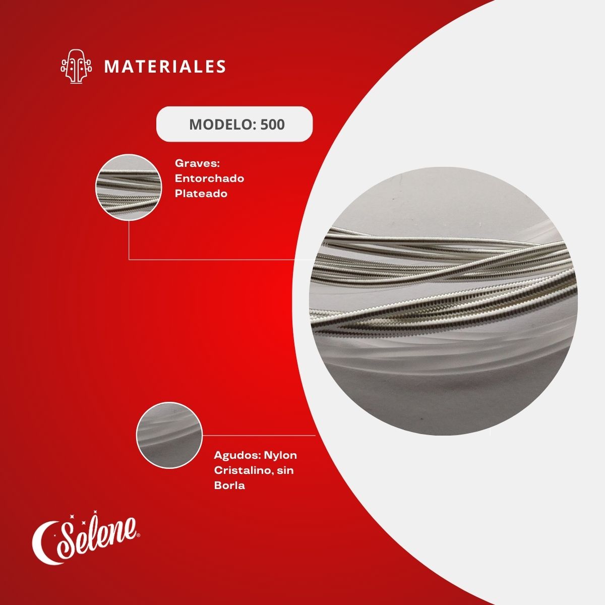 Cuerdas Para Guitarra Tipo Estudio Nylon Cristalino Selene 500