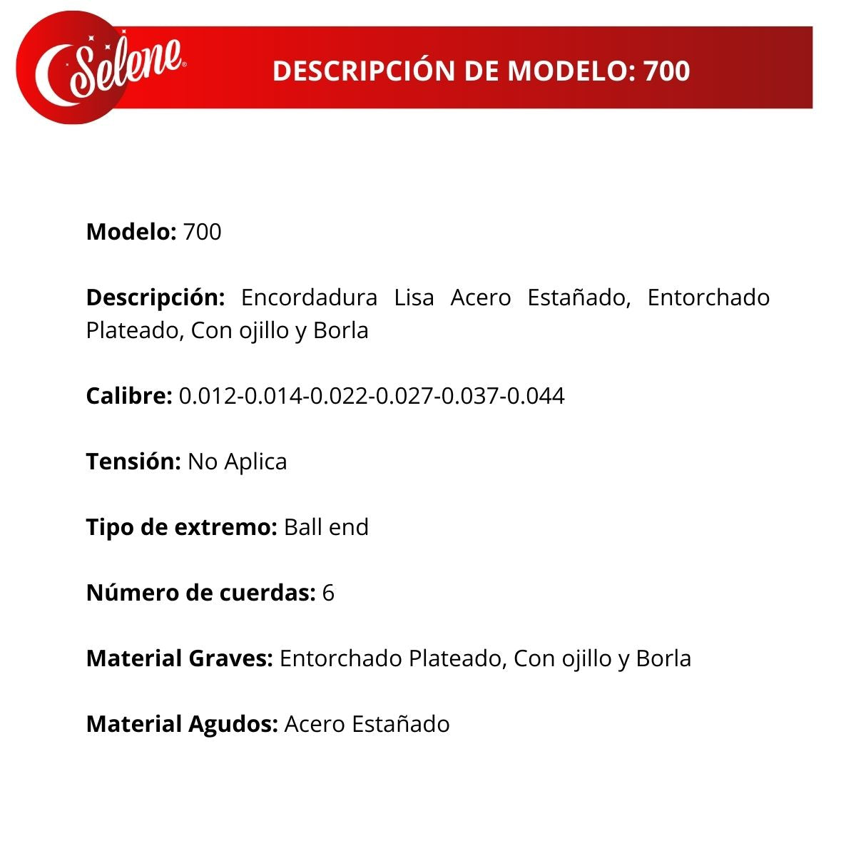 Cuerdas Para Guitarra Electroacústica Selene 700