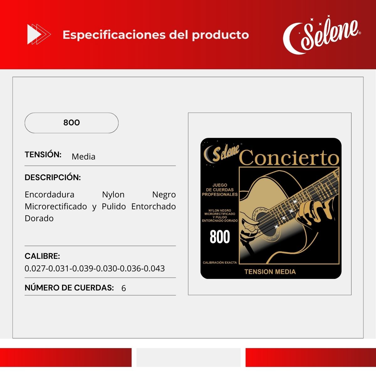 Cuerdas Para Guitarra Clásica Nylon Negro Selene 800