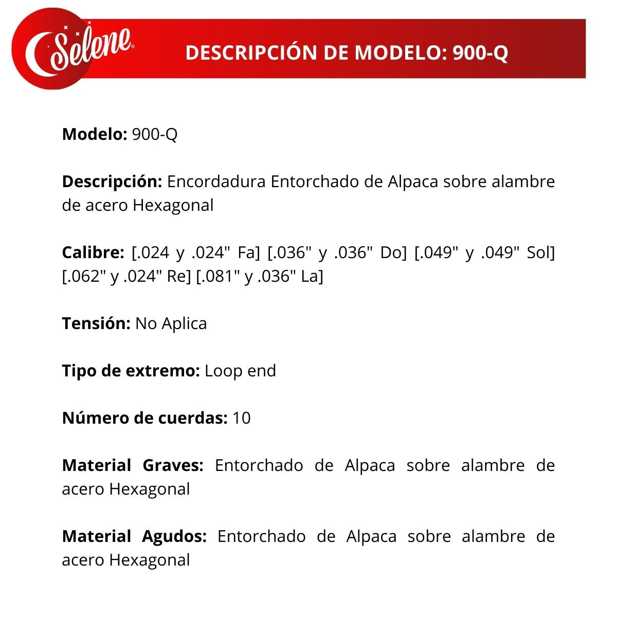 Cuerdas Para Bajo Quinto Selene 900-Q Entorchado Alpaca