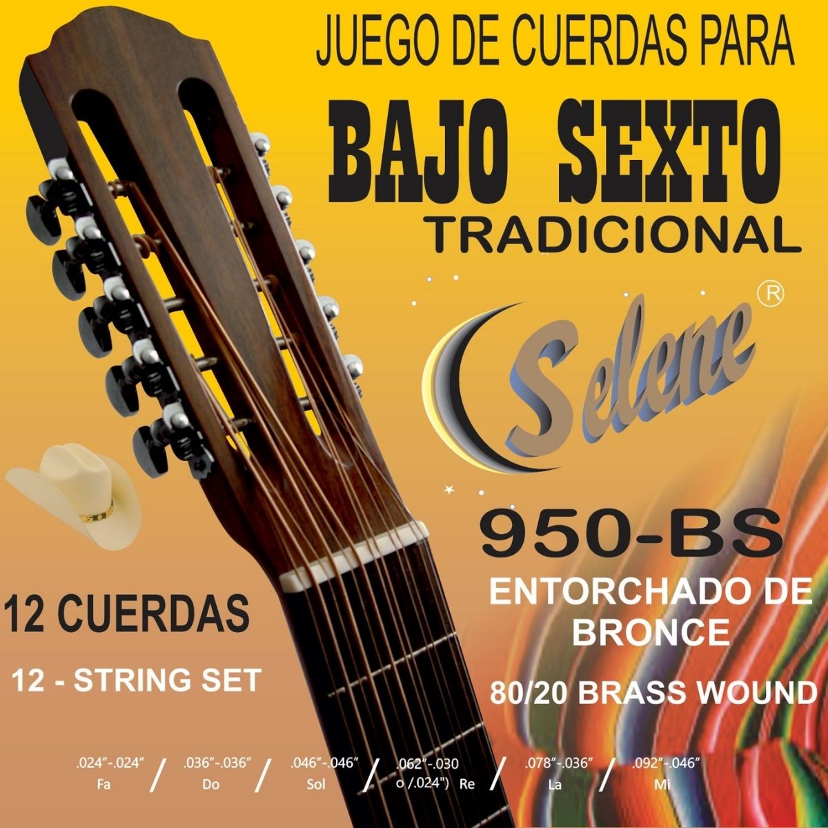 Cuerdas Para Bajo Sexto Selene 950-BS Entorchado Bronce 80/20