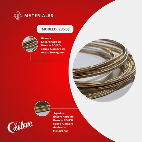 Cuerdas Para Bajo Sexto Selene 950-BS Entorchado Bronce 80/20