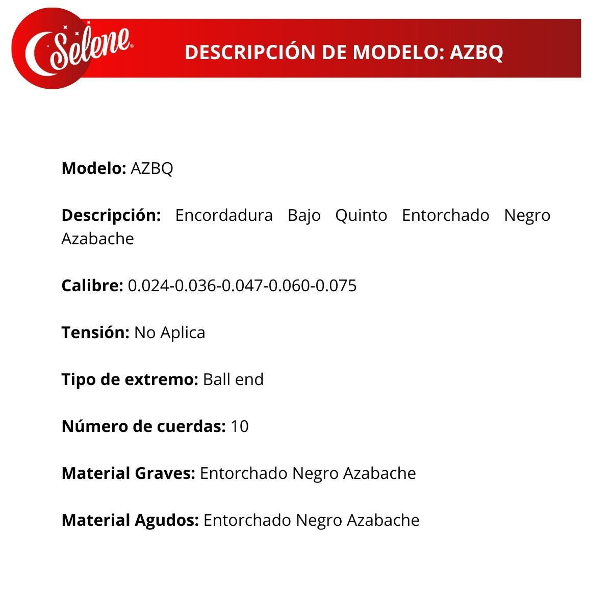 Cuerdas Para Bajo Quinto Selene AZBQ Entorchado Negro Azabache