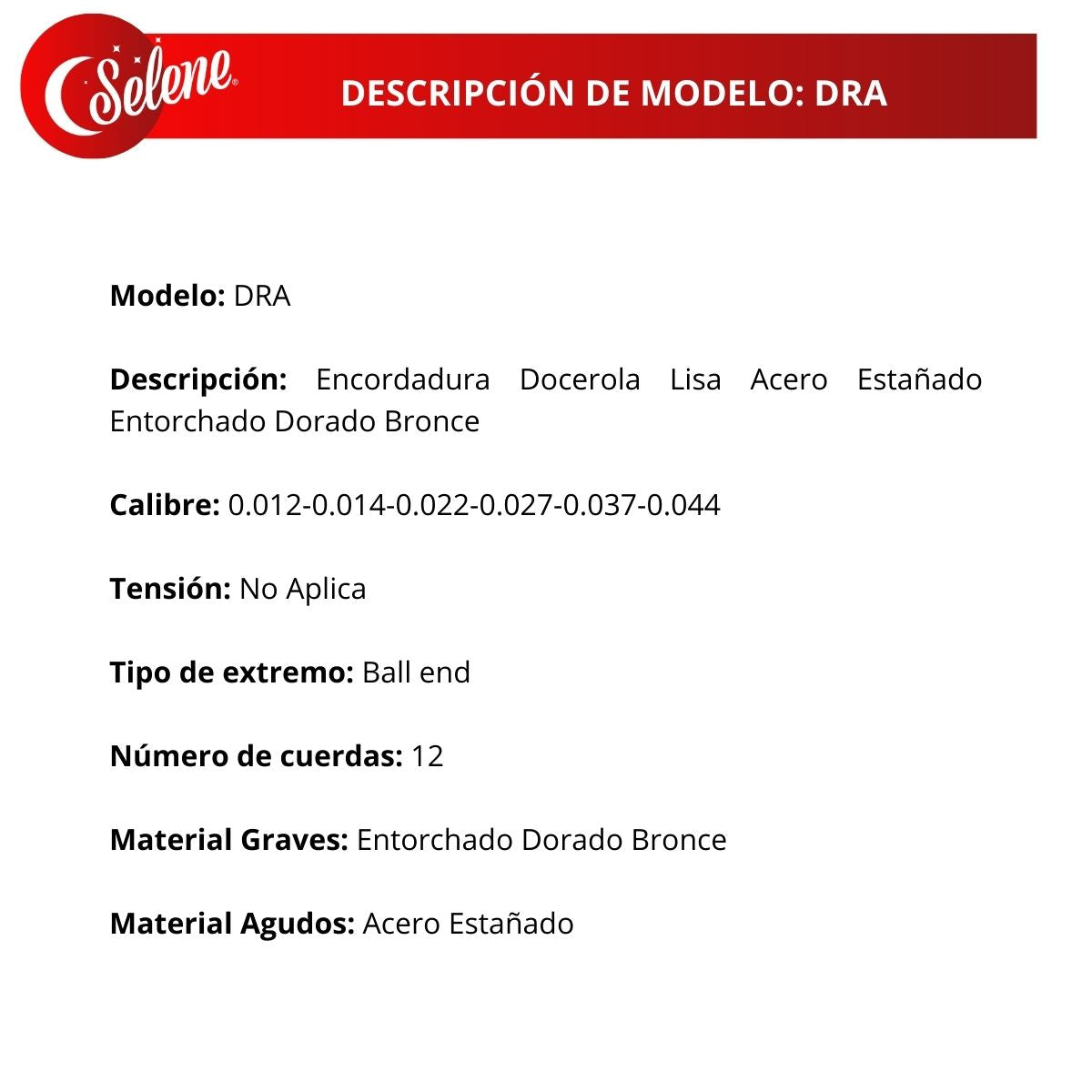 Cuerdas Pares Para Docerola DRA Selene Bronce 80/20