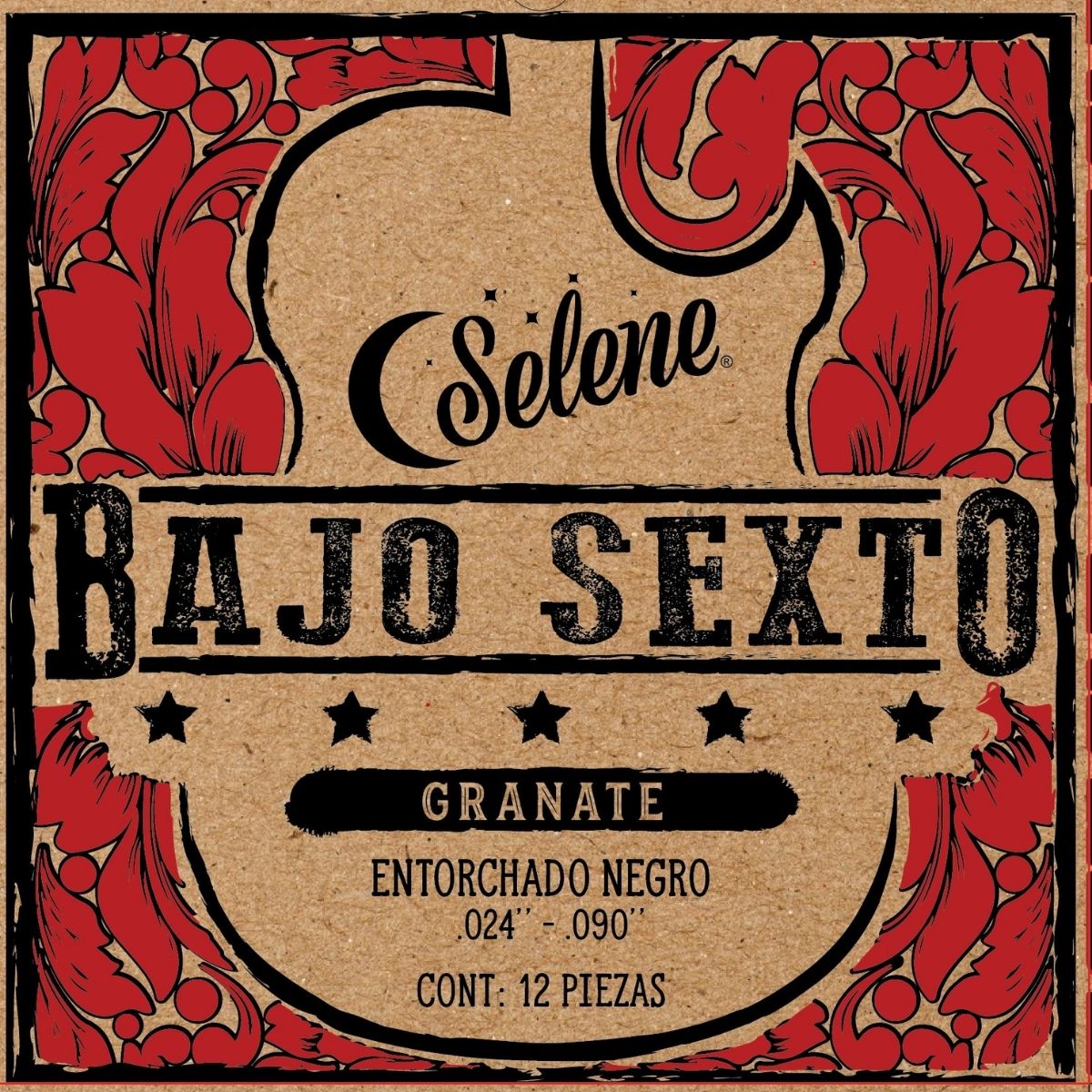 Cuerdas Para Bajo Sexto Selene GRBS Entorchado Rojo Granate