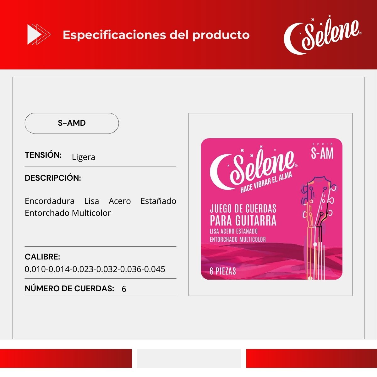 Cuerdas De Color Selene S-AMD Para Guitarra