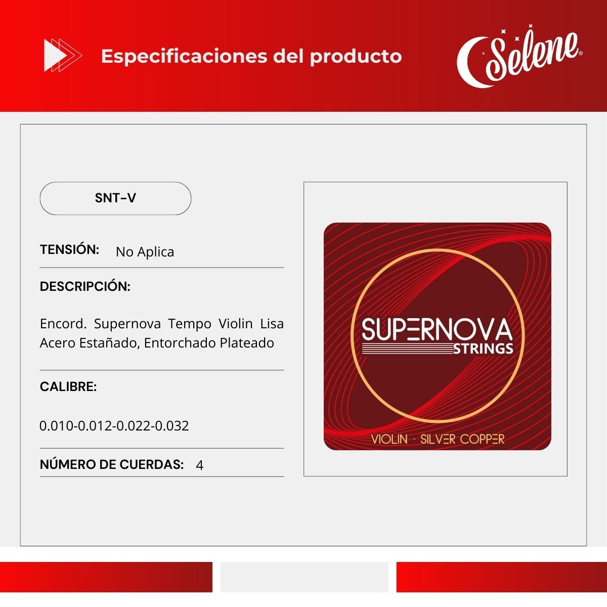 Cuerdas Para Violín Supernova SNT-V Entorchado Plateado