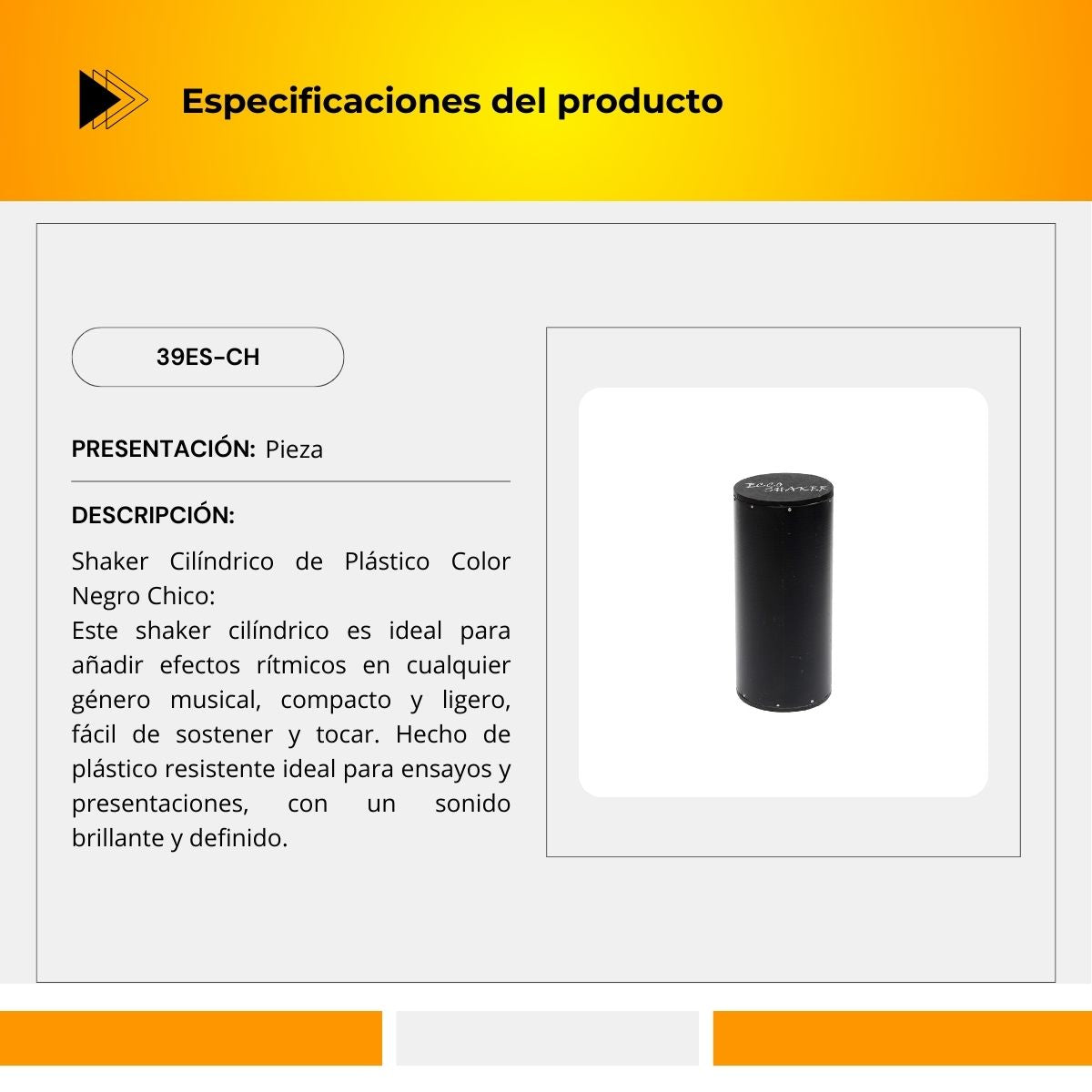 Shaker Cilíndrico de Plástico 39ES-CH