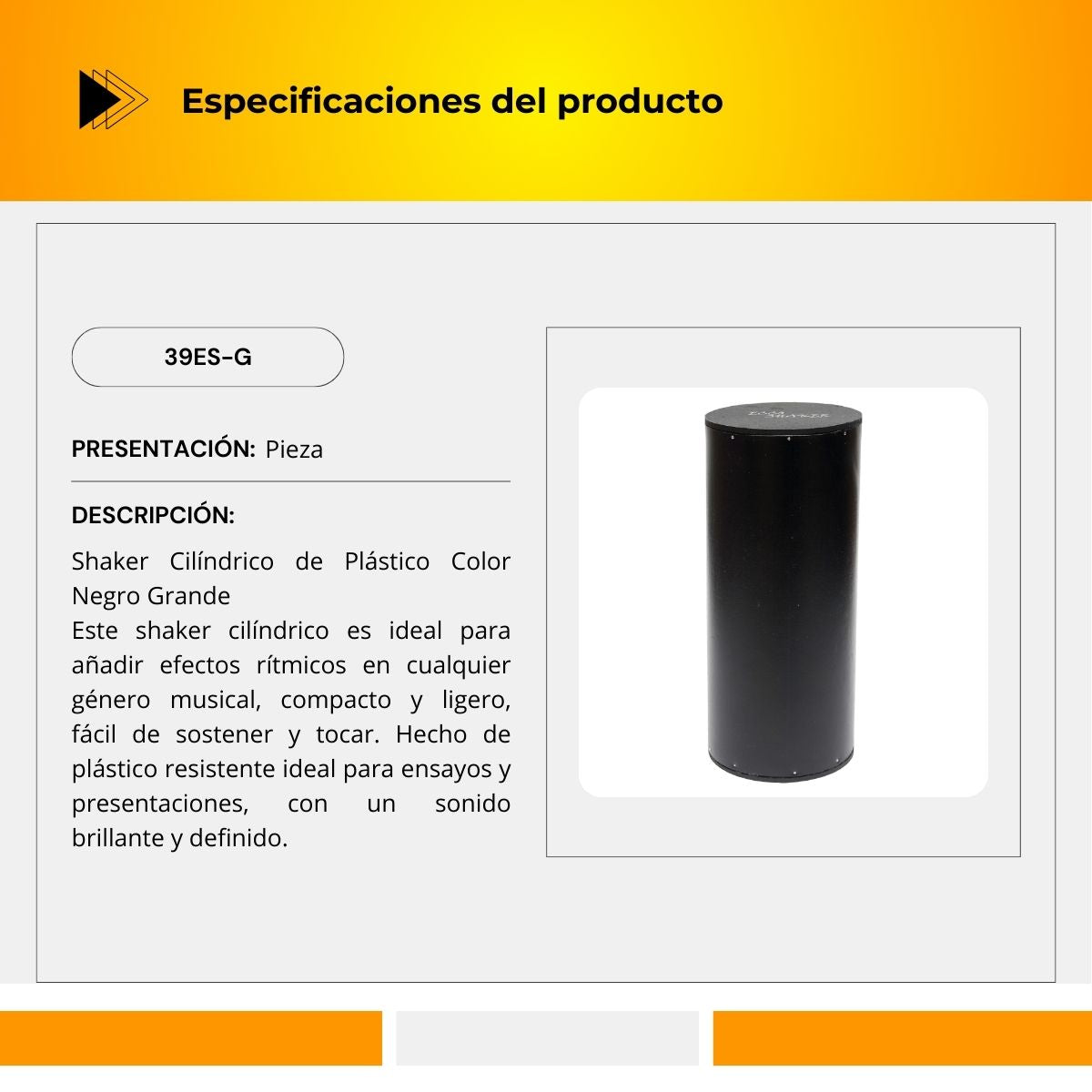 Shaker Cilíndrico de Plástico 39ES-G