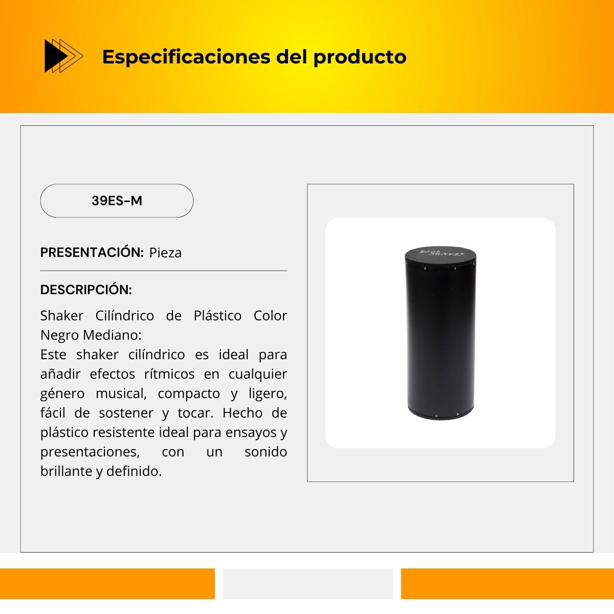 Shaker Cilíndrico de Plástico 39ES-M