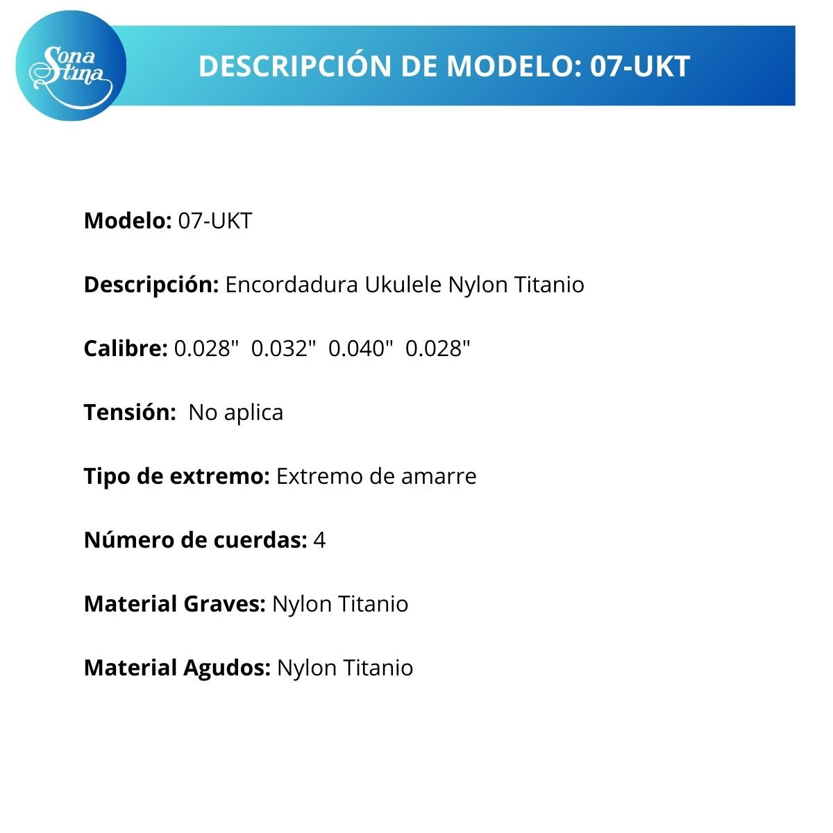 Cuerdas Para Ukelele Tenor Sonatina Zenith 07-UKT Nylon Titanio