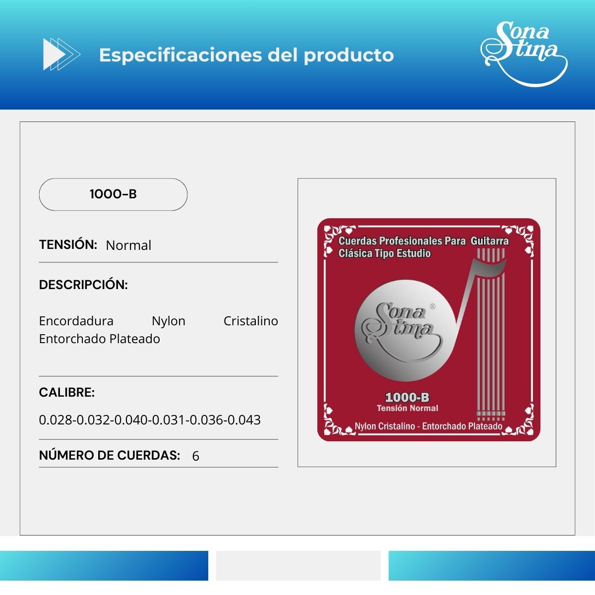 Premier 1000-B Tensión Normal Cuerdas Para Guitarra Clásica