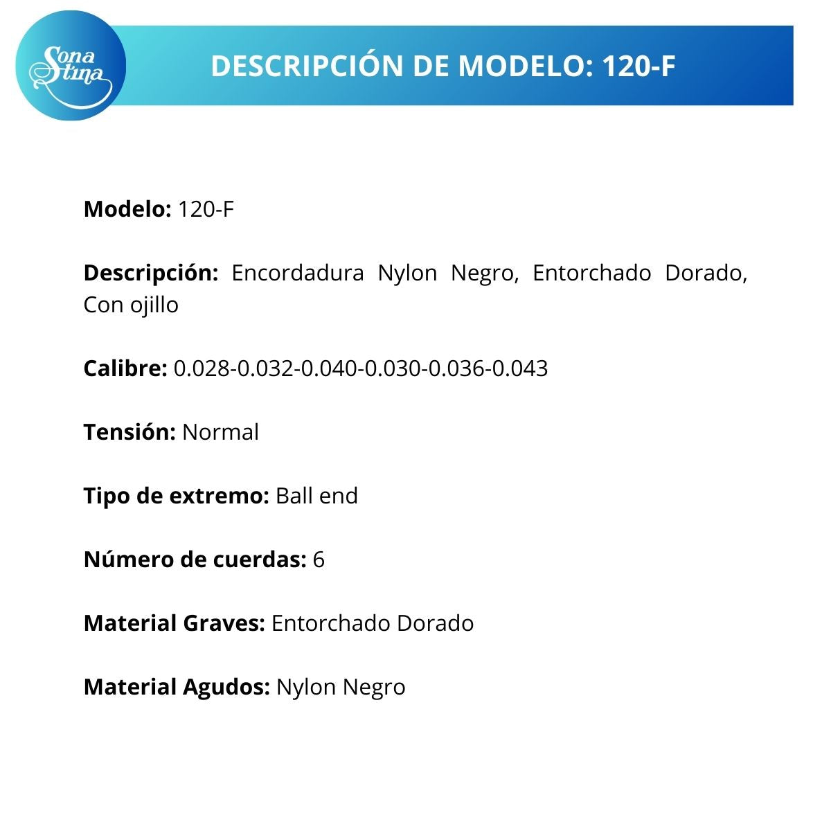 Premier 120-F Con Ojillo Tensión Normal Cuerdas Para Guitarra Folclórica