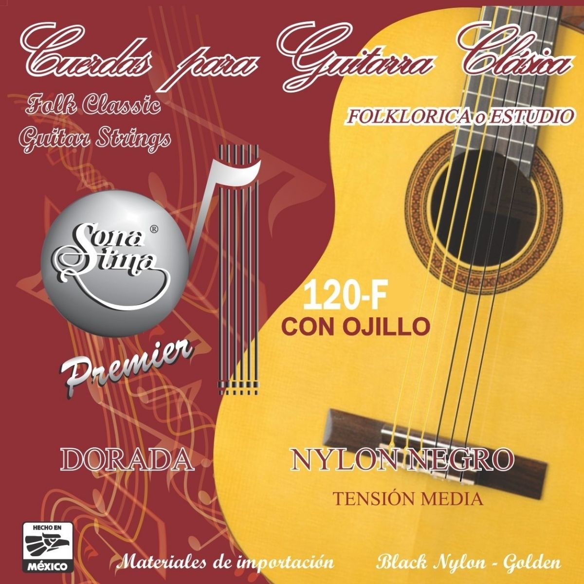 Premier 120-F Con Ojillo Tensión Normal Cuerdas Para Guitarra Folclórica