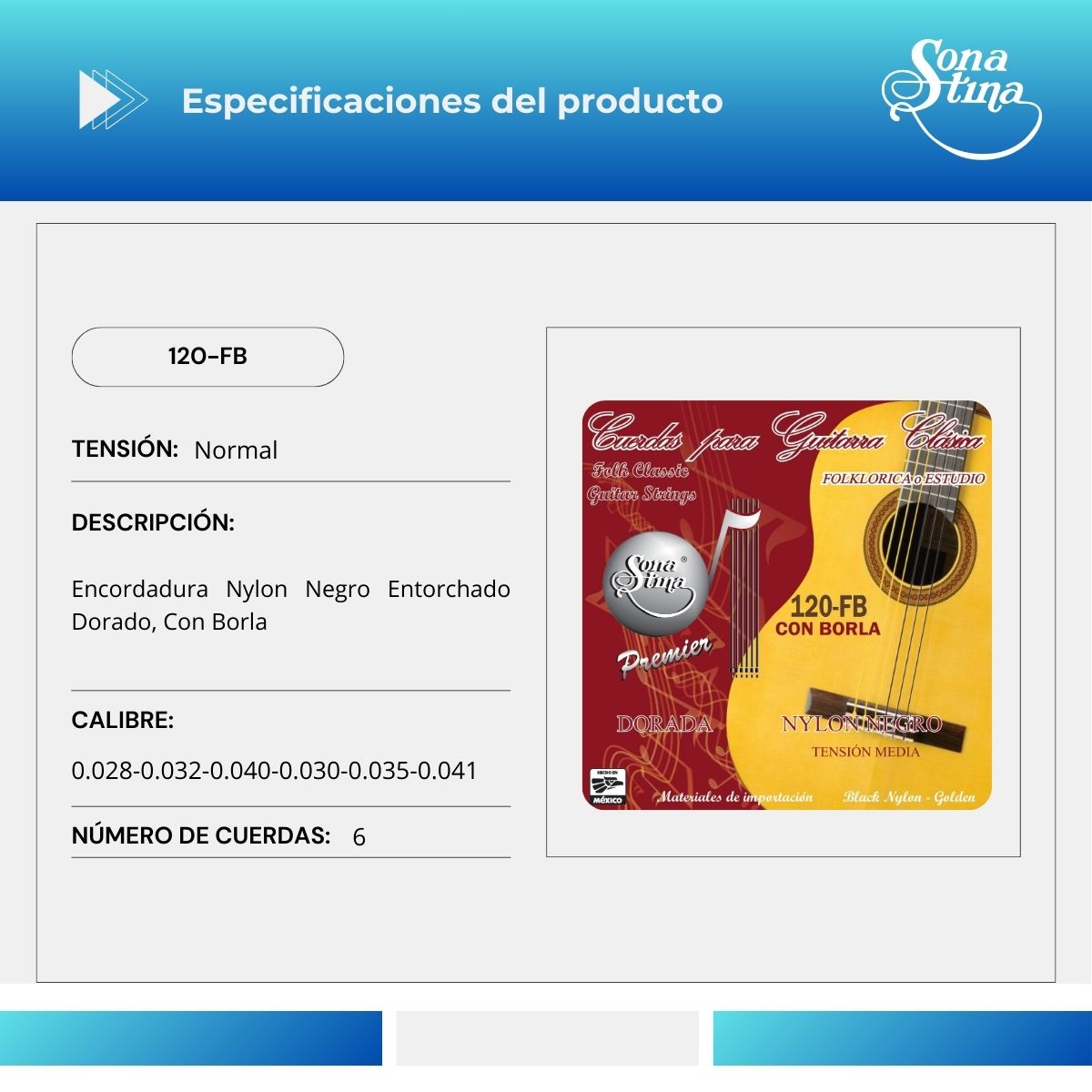 Premier Con Borla 120FB Tensión Normal Cuerdas Para Guitarra Clásica