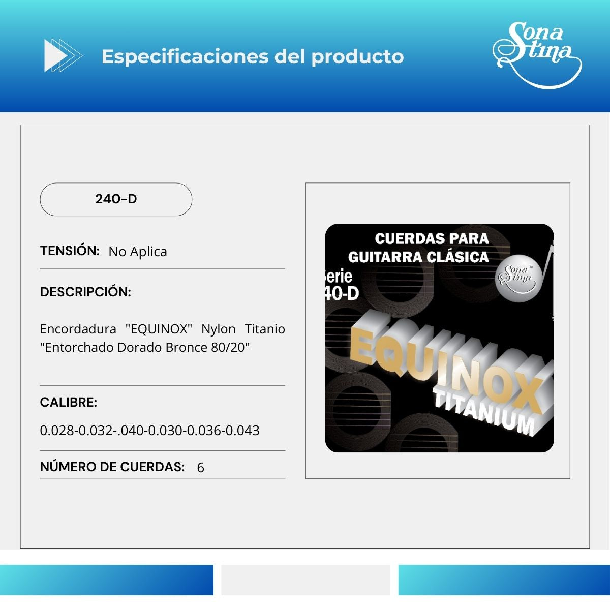 Equinox Titanio 240-D Cuerdas Para Guitarra Clásica