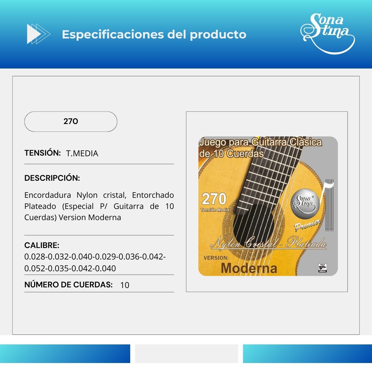 Premier 270 Tensión Media Cuerdas Para Guitarra Clásica