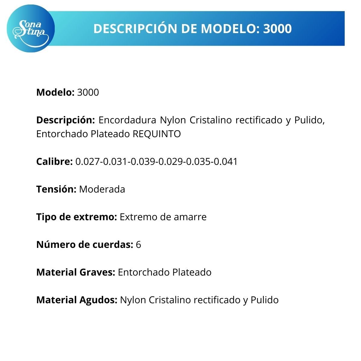 Premier Nylon Cristal 3000 Tensión Moderada Cuerdas Para Requinto