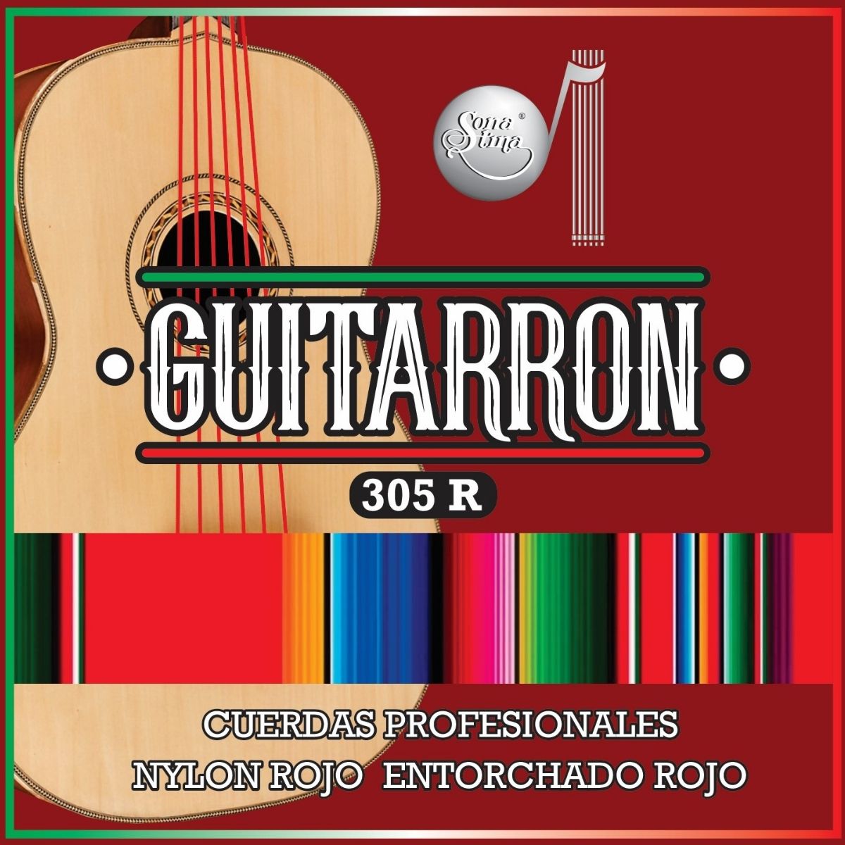 Cuerdas Para Guitarrón Premier 305-R Nylon Rojo