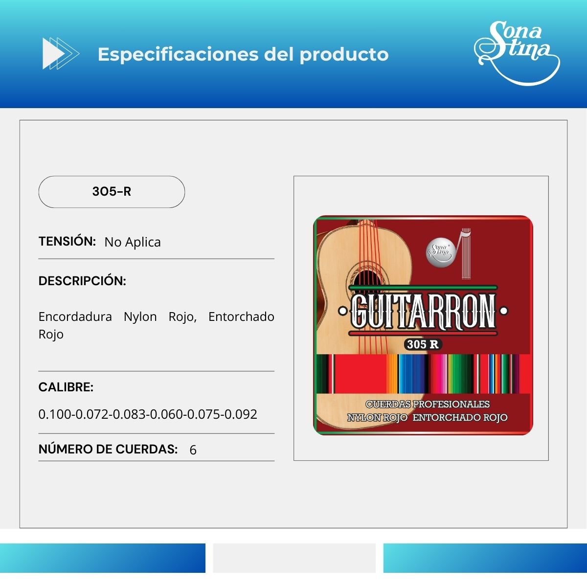 Cuerdas Para Guitarrón Premier 305-R Nylon Rojo